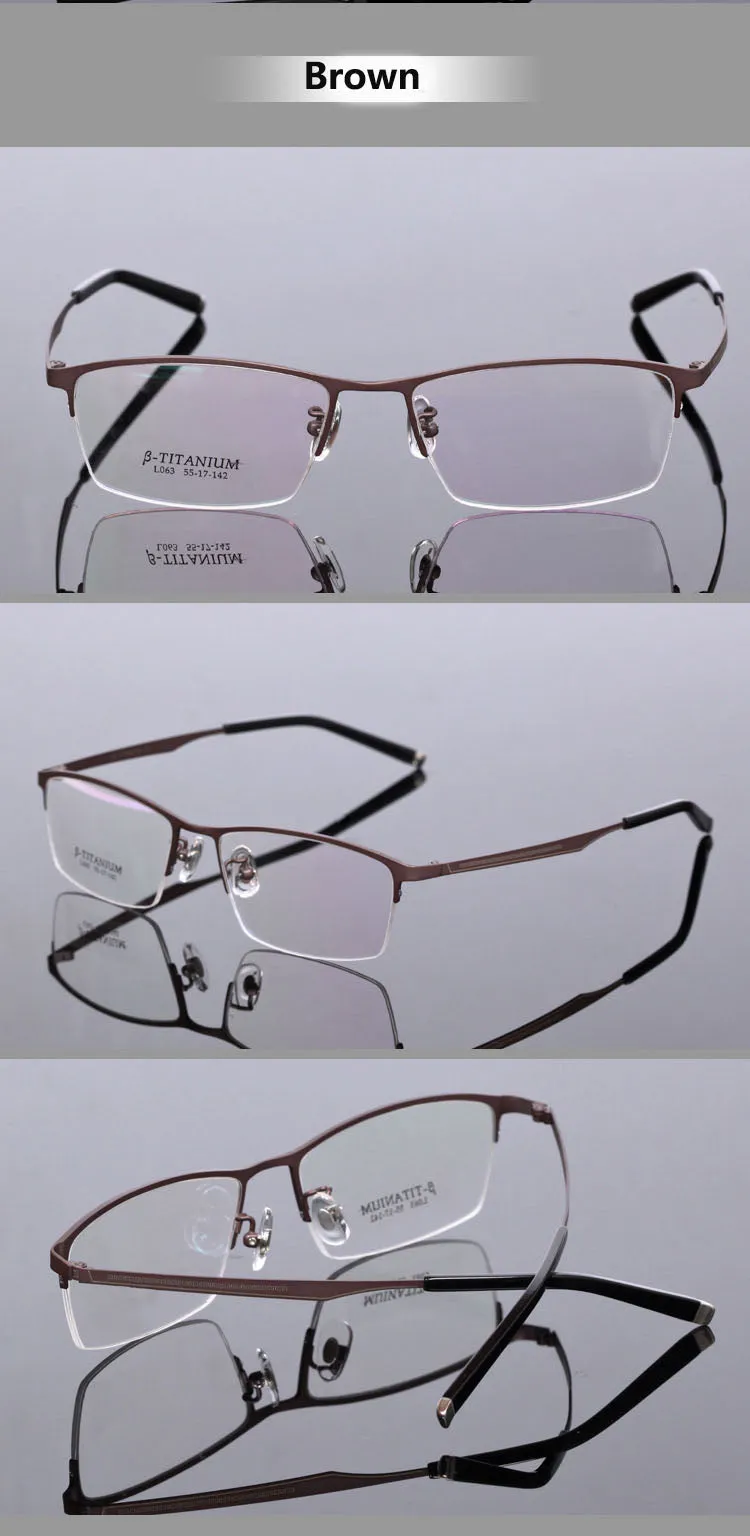 Men's Titanium Frame Half Rim Eyeglasses L063