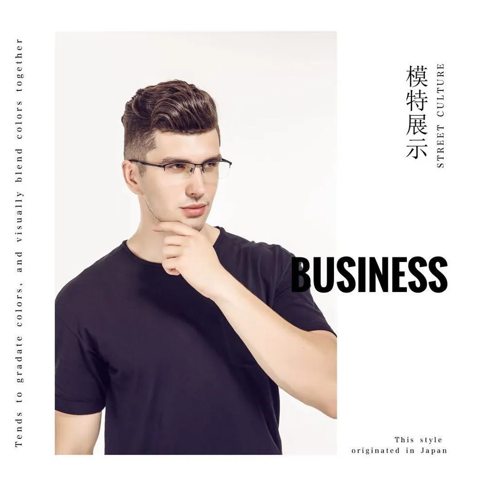 Men's Titanium Frame Half Rim Eyeglasses L063