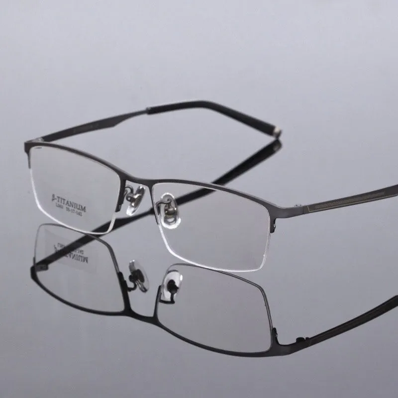 Men's Titanium Frame Half Rim Eyeglasses L063