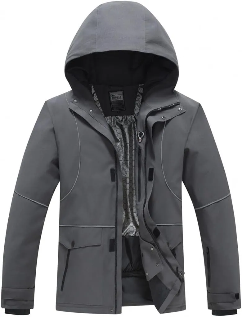 Mens Waterproof Raincoat Insulated Ski Jacket Winter Loose Hooded Snowboarding Jacket Outdoor Sport Snow Jacket