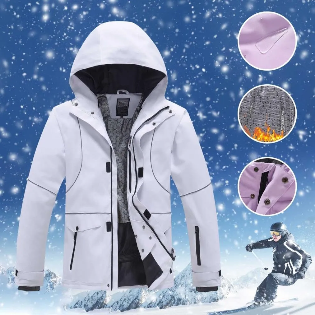 Mens Waterproof Raincoat Insulated Ski Jacket Winter Loose Hooded Snowboarding Jacket Outdoor Sport Snow Jacket