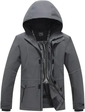 Mens Waterproof Raincoat Insulated Ski Jacket Winter Loose Hooded Snowboarding Jacket Outdoor Sport Snow Jacket