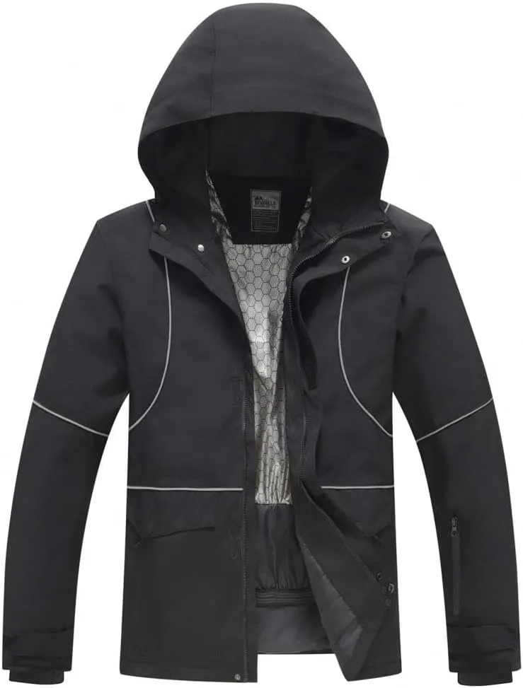 Mens Waterproof Raincoat Insulated Ski Jacket Winter Loose Hooded Snowboarding Jacket Outdoor Sport Snow Jacket