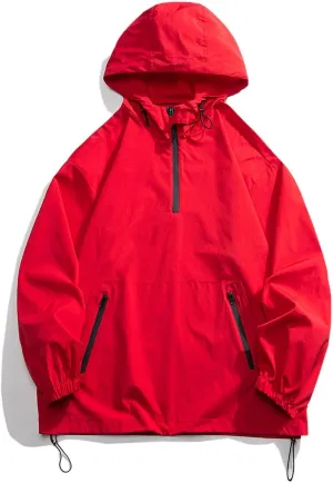 Mens Waterproof Shell Jacket Windbreaker Hooded Rain Coat for Outdoor Hiking Climbing Traveling Loose Outdoor Jackets