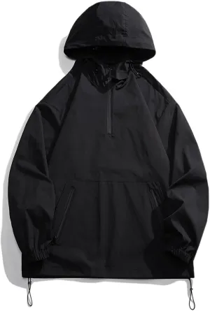 Mens Waterproof Shell Jacket Windbreaker Hooded Rain Coat for Outdoor Hiking Climbing Traveling Loose Outdoor Jackets