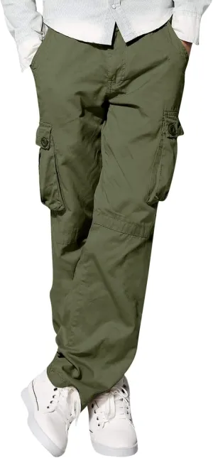 Men's Wild Cargo Pants Men's Casual Cargo Pants Military Army Camo Pants Combat Work Pants with 8 Pockets(No Belt) Men Pants