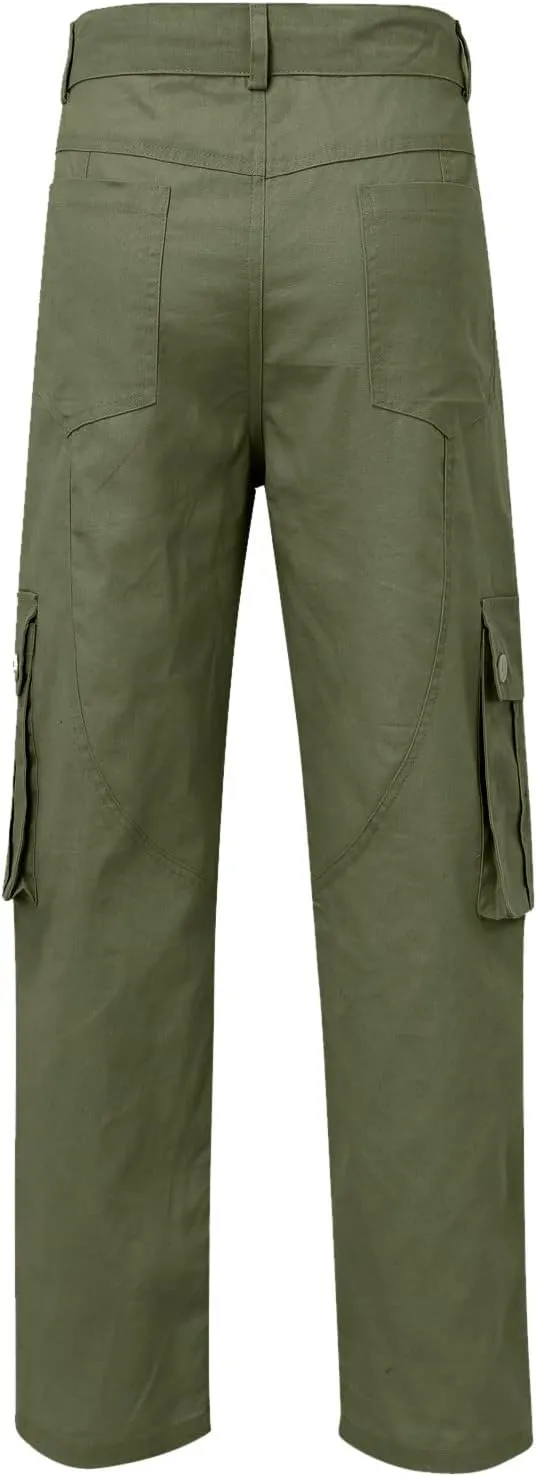 Men's Wild Cargo Pants Men's Casual Cargo Pants Military Army Camo Pants Combat Work Pants with 8 Pockets(No Belt) Men Pants