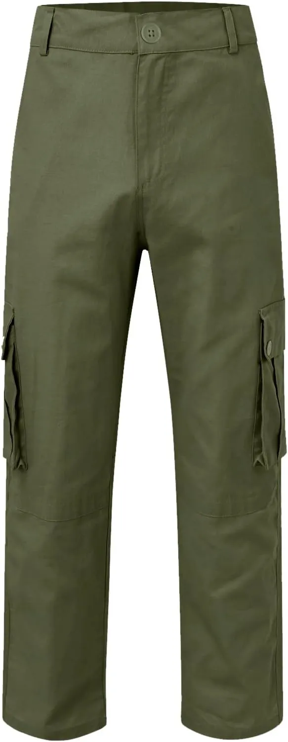 Men's Wild Cargo Pants Men's Casual Cargo Pants Military Army Camo Pants Combat Work Pants with 8 Pockets(No Belt) Men Pants