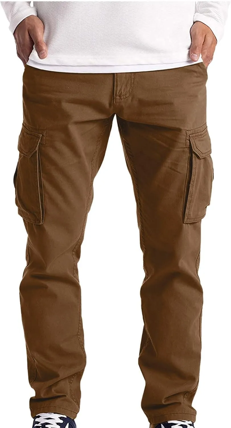 Men's Wild Cargo Work Pants Multi Pockets Casual Relaxed Fit Outdoor Pants Athletic-Fit Lightweight Cargo Joggers