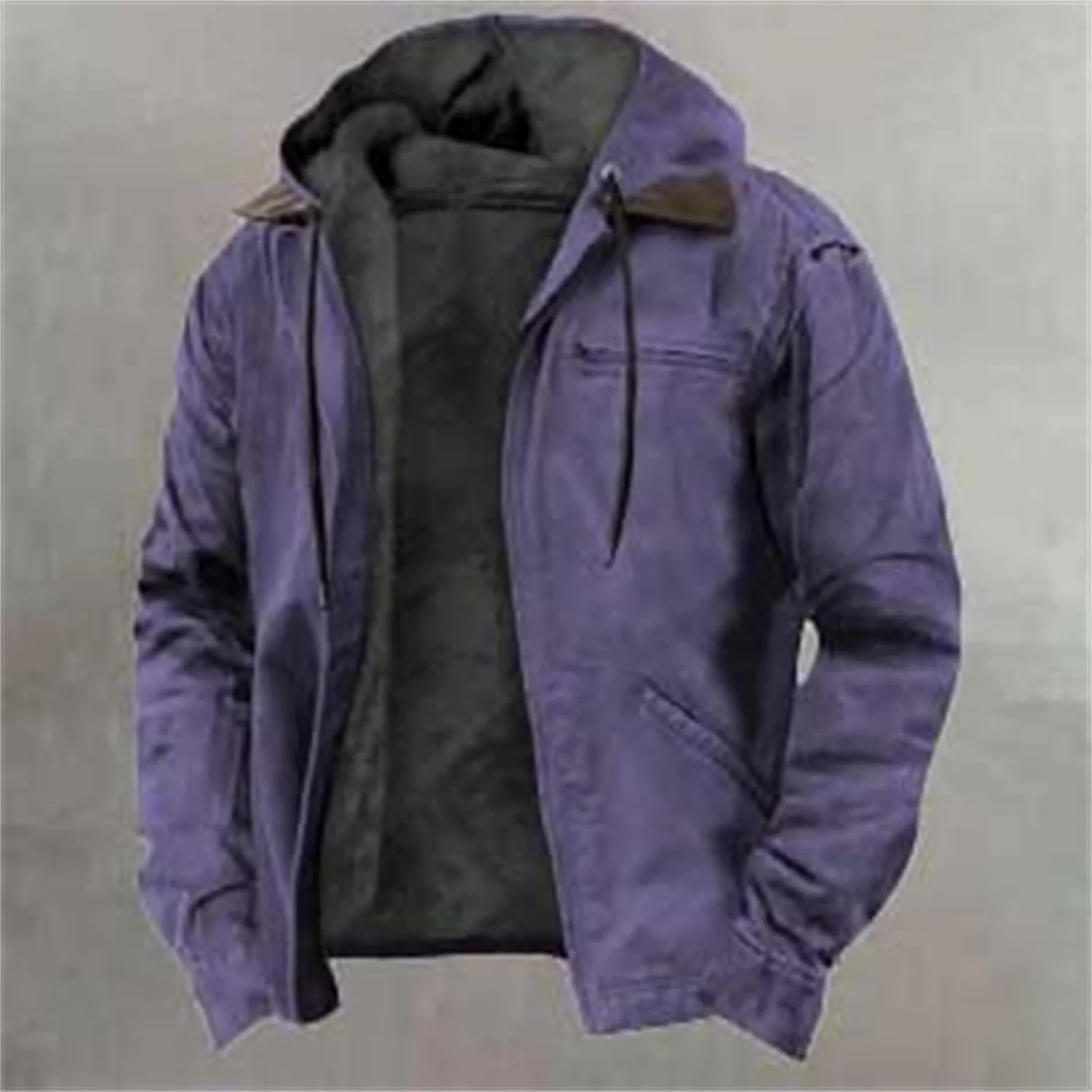 Men's Winter Jacket Lined Sherpa Jacket Winter Heavyweight Thick JacketClassic Lapel Jacket Warm Thicken Ski Coat