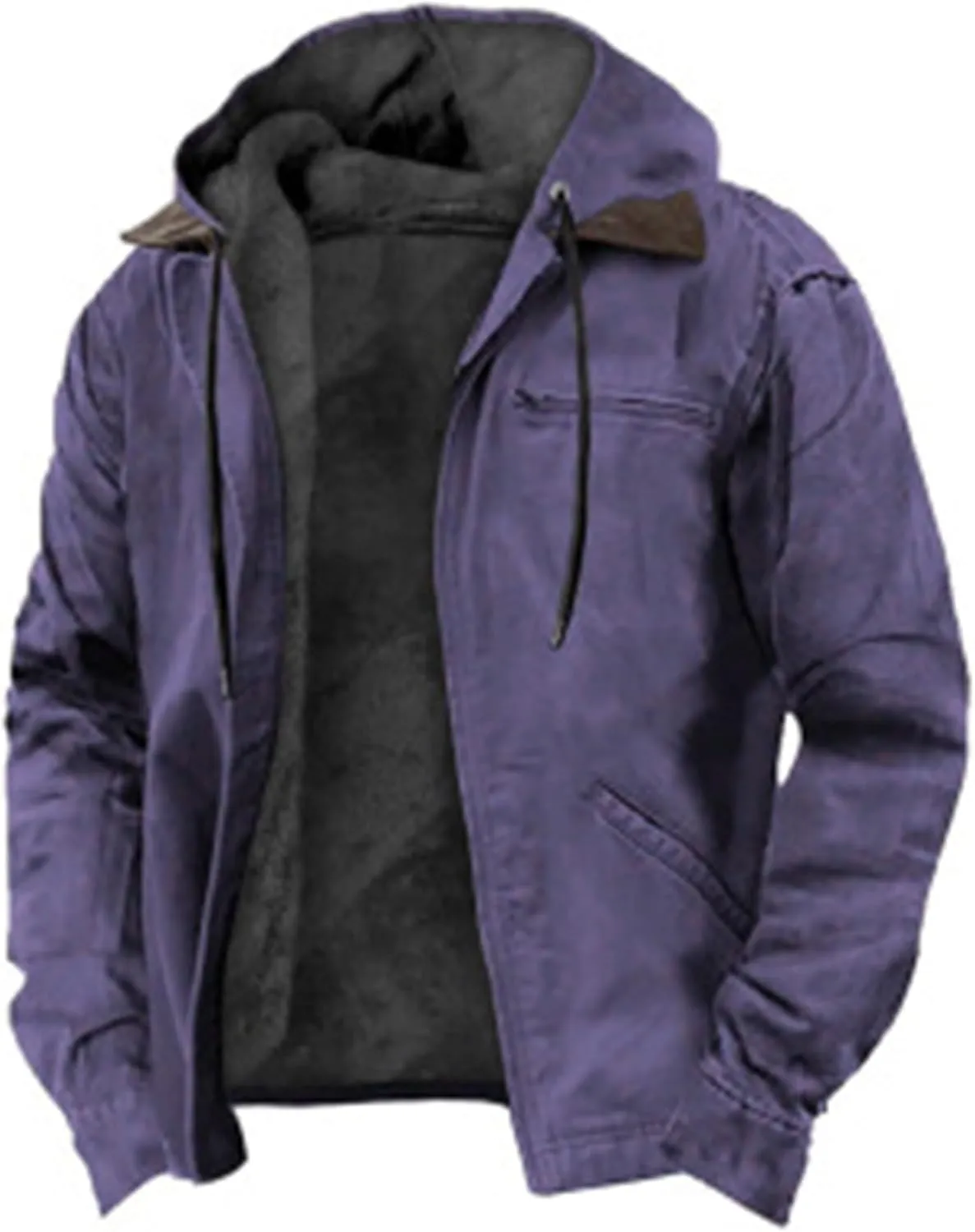 Men's Winter Jacket Lined Sherpa Jacket Winter Heavyweight Thick JacketClassic Lapel Jacket Warm Thicken Ski Coat
