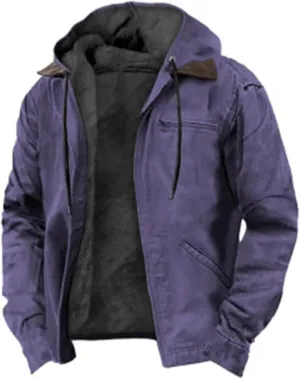Men's Winter Jacket Lined Sherpa Jacket Winter Heavyweight Thick JacketClassic Lapel Jacket Warm Thicken Ski Coat