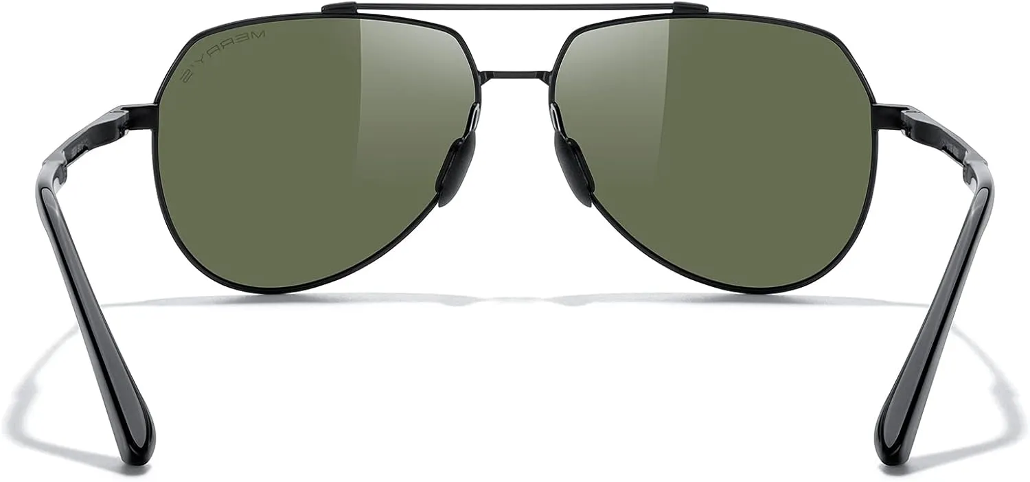 MERRY'S Men Classic Pilot Sunglasses for Men Women - Polarized Driving Sun glasses Mirrored Lens UV 400 Protection 58 MM