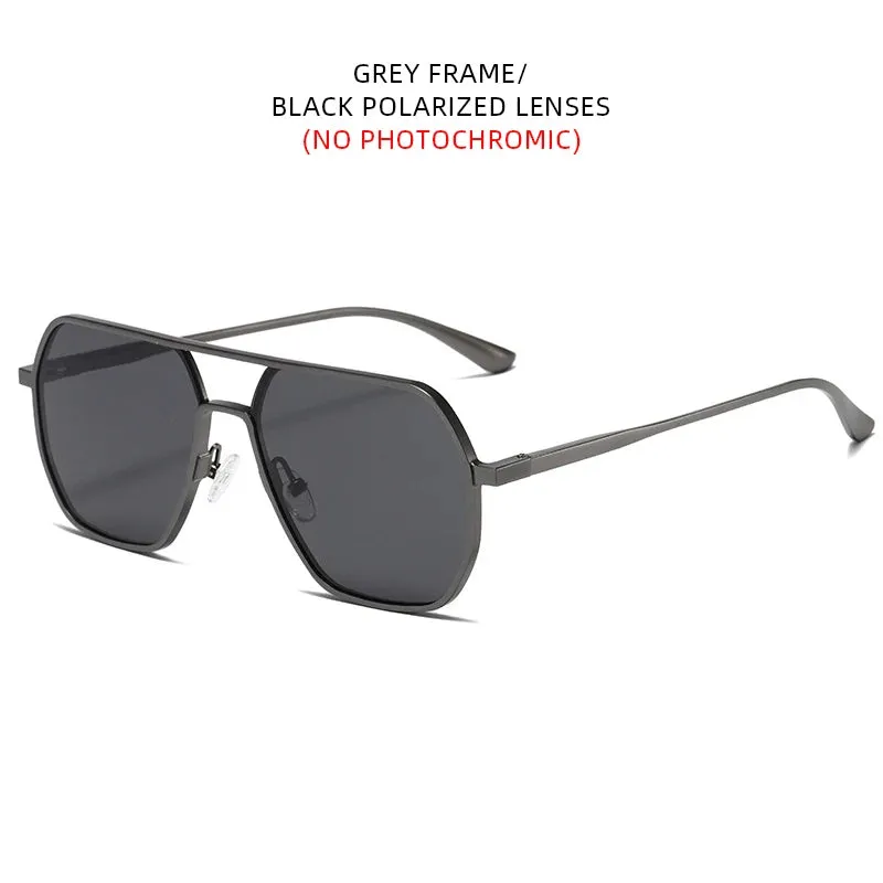Metal Photochromic Sunglasses UV400 Polarized Anti-Glare Chameleon Driving Shades for Men & Women