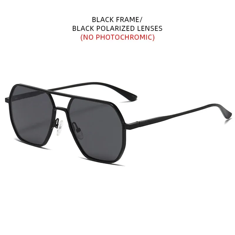 Metal Photochromic Sunglasses UV400 Polarized Anti-Glare Chameleon Driving Shades for Men & Women