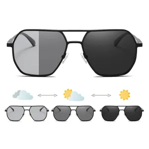 Metal Photochromic Sunglasses UV400 Polarized Anti-Glare Chameleon Driving Shades for Men & Women