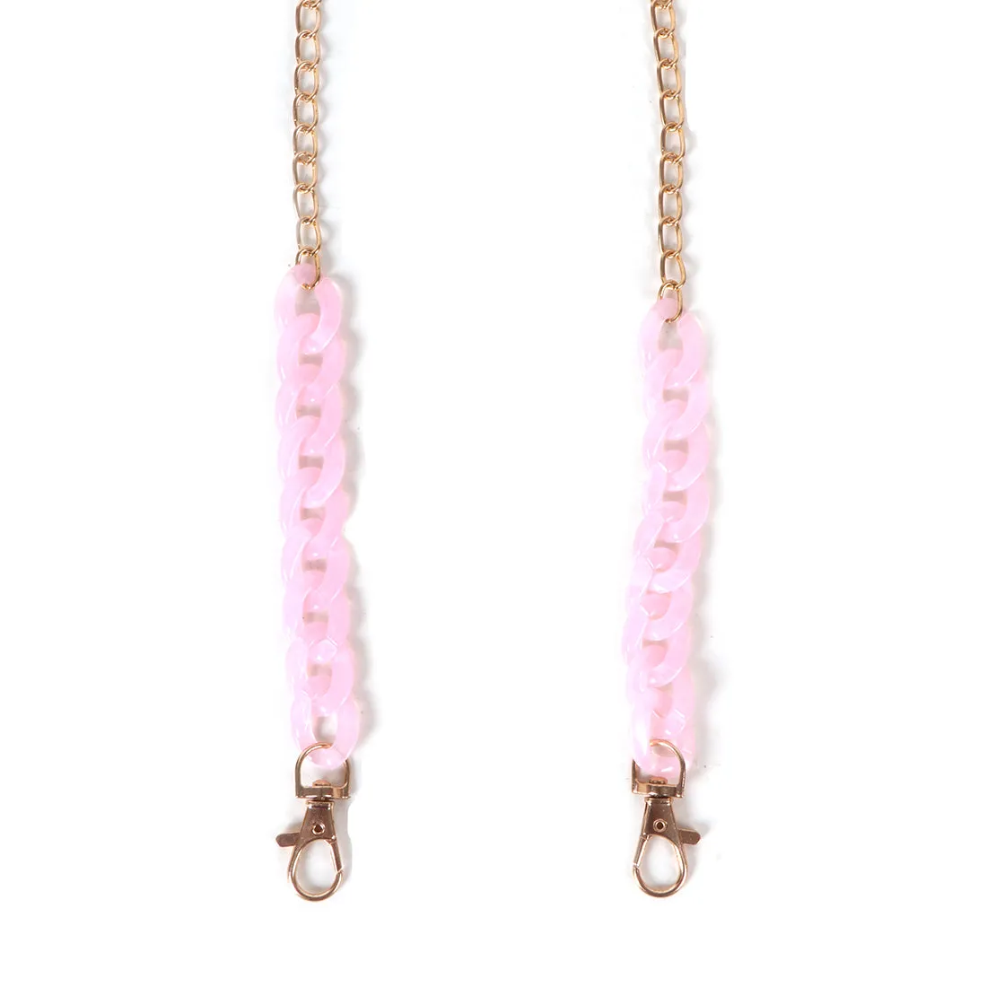 METALLIC GOLD-TONED CHAIN-LINK MARBLE PINK ACRYLIC MASK CHAIN OR SUNGLASS CHAIN