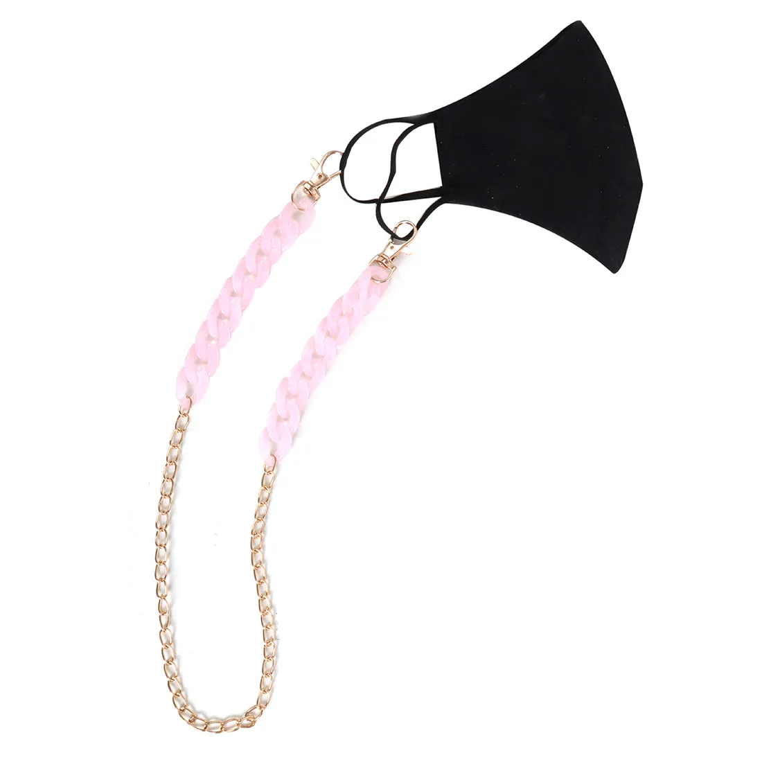 METALLIC GOLD-TONED CHAIN-LINK MARBLE PINK ACRYLIC MASK CHAIN OR SUNGLASS CHAIN