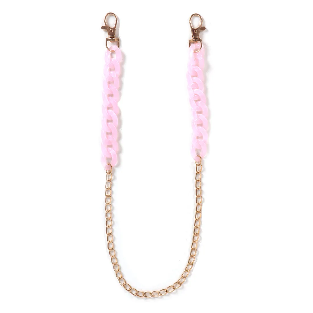 METALLIC GOLD-TONED CHAIN-LINK MARBLE PINK ACRYLIC MASK CHAIN OR SUNGLASS CHAIN