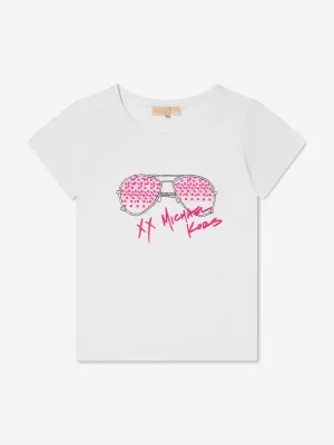 Michael Kors Girls Logo Sunglasses T-Shirt in White