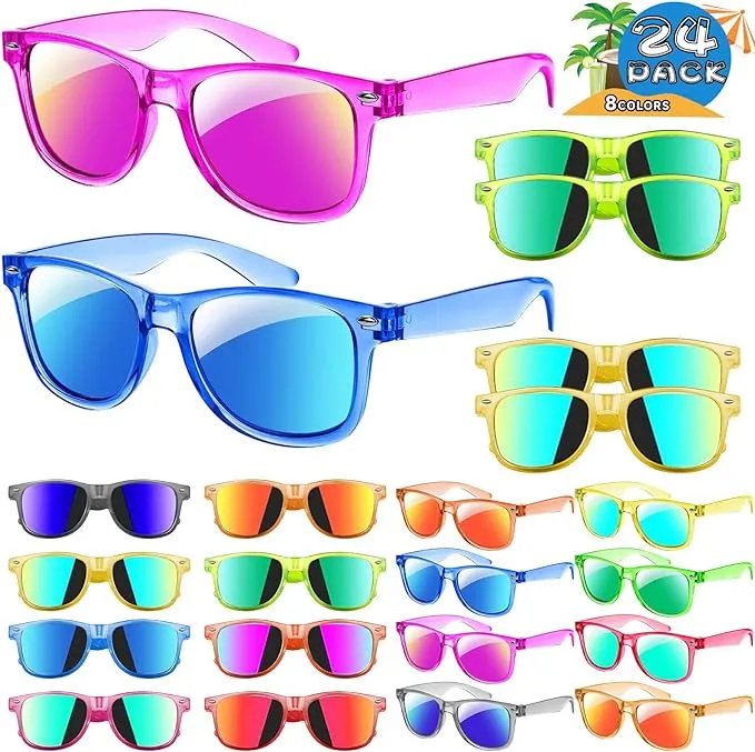 Mikulala 24Pack Kids Sunglasses,Neon Sunglasses in Bulk Party Bag Fillers for Kids,Party Sunglasses Great Gifts for Birthday Graduation Party Supplies