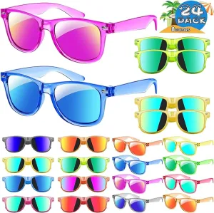 Mikulala 24Pack Kids Sunglasses,Neon Sunglasses in Bulk Party Bag Fillers for Kids,Party Sunglasses Great Gifts for Birthday Graduation Party Supplies