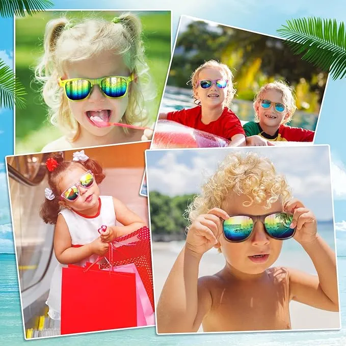 Mikulala 24Pack Kids Sunglasses,Neon Sunglasses in Bulk Party Bag Fillers for Kids,Party Sunglasses Great Gifts for Birthday Graduation Party Supplies
