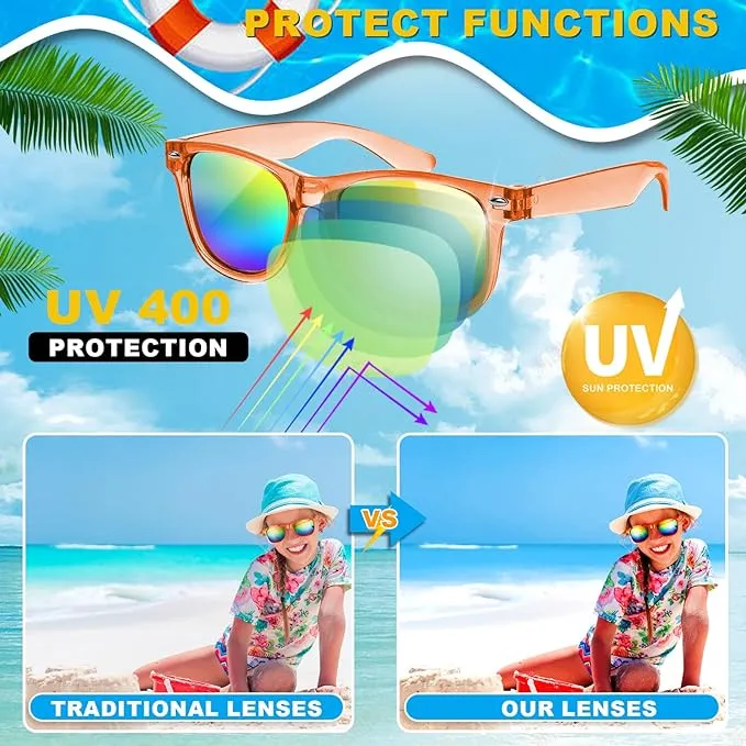 Mikulala 24Pack Kids Sunglasses,Neon Sunglasses in Bulk Party Bag Fillers for Kids,Party Sunglasses Great Gifts for Birthday Graduation Party Supplies