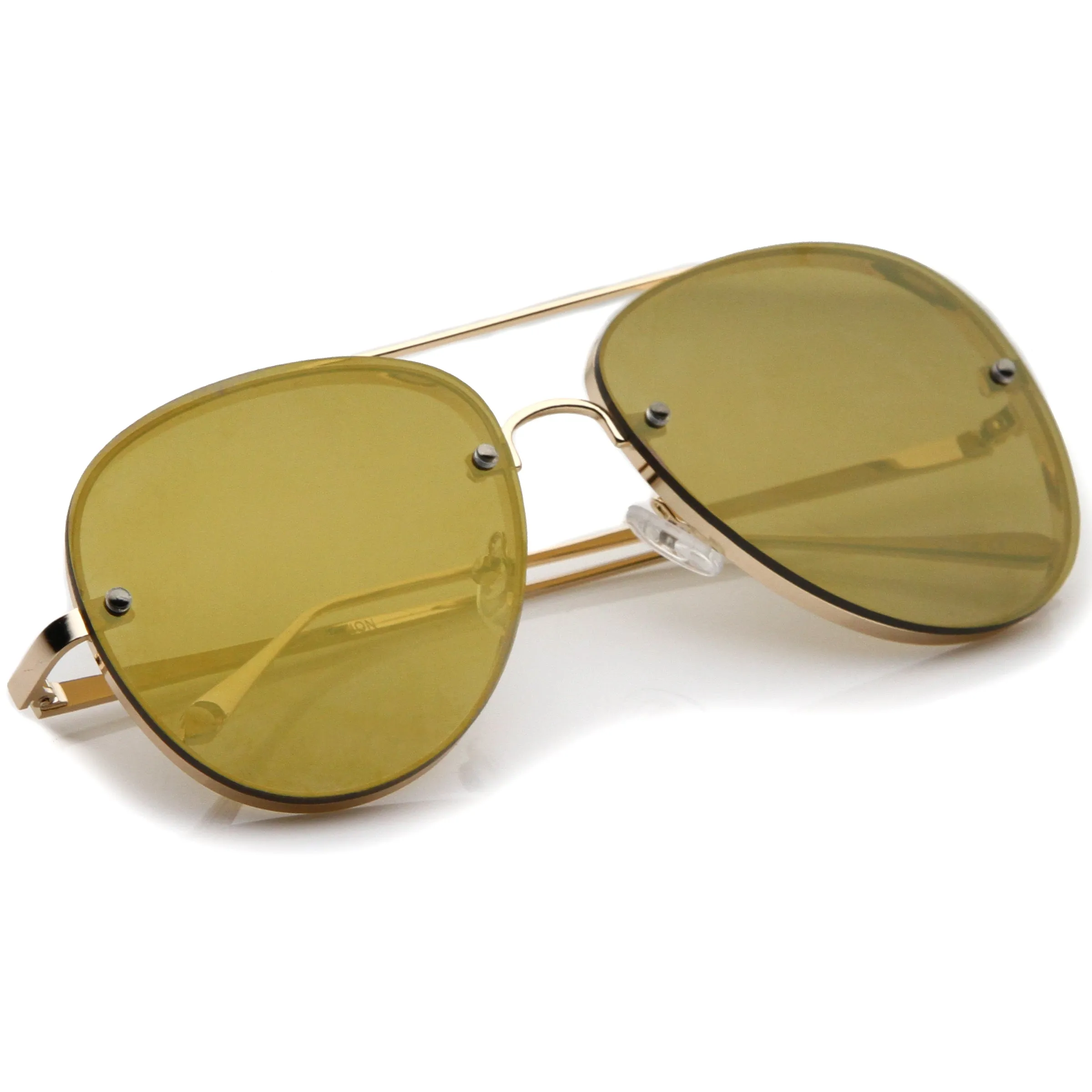 Modern Rimless Mirrored Flat Lens Aviator Sunglasses 60mm A849