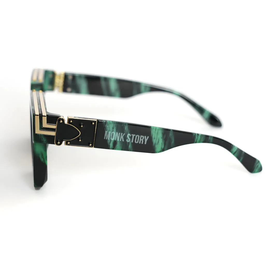 Monkstory Millionaire Unisex Wayfarer Sunglasses - Green Master