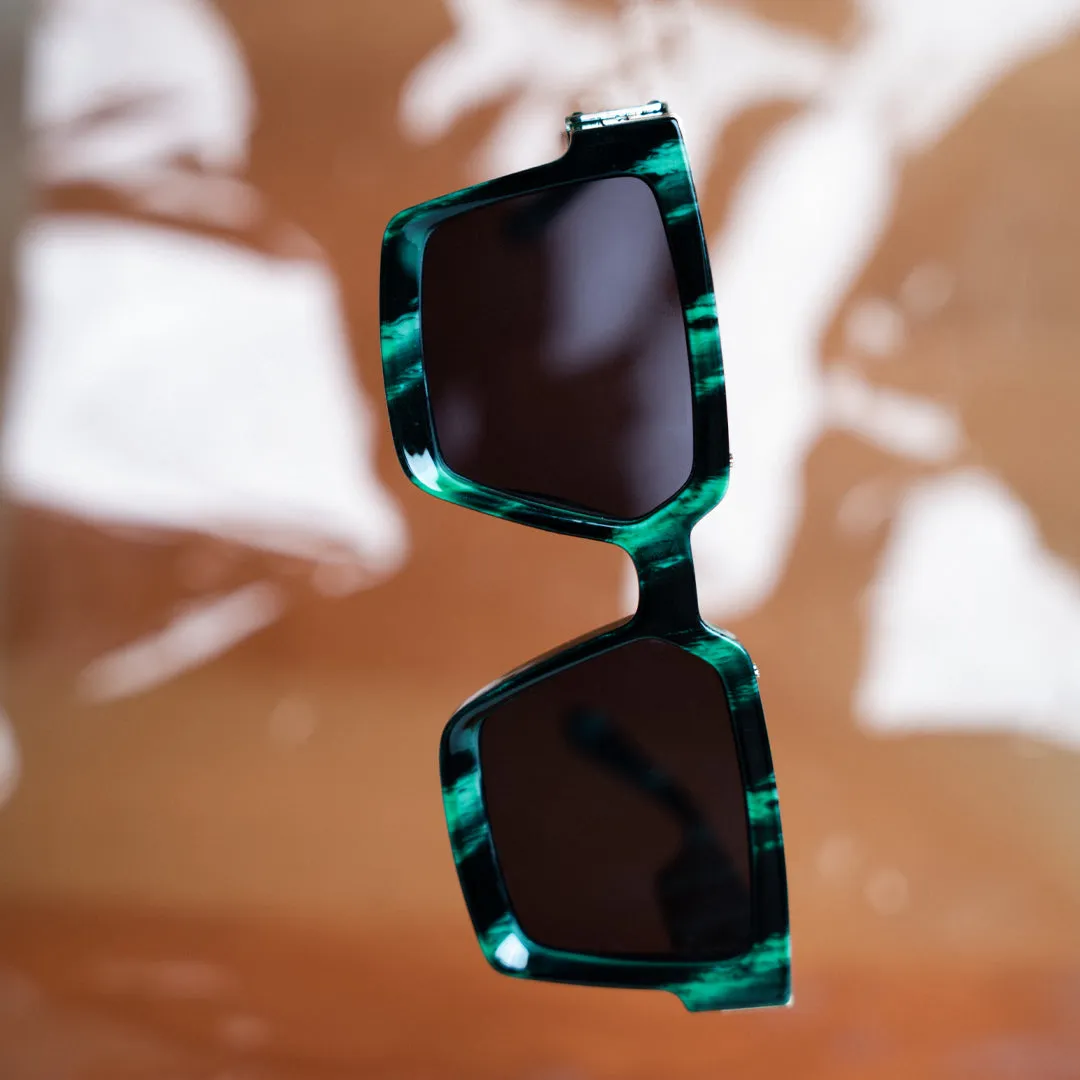 Monkstory Millionaire Unisex Wayfarer Sunglasses - Green Master