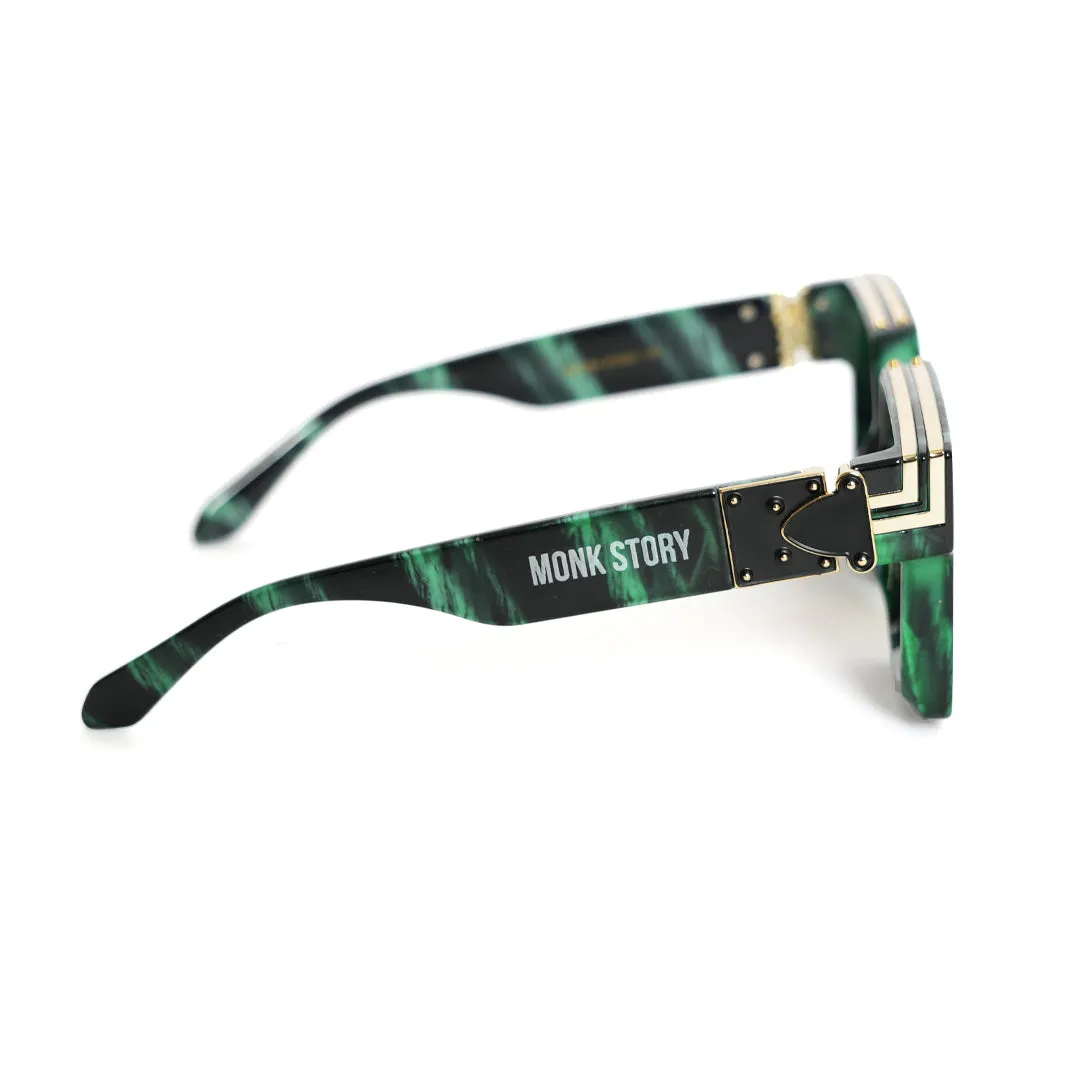Monkstory Millionaire Unisex Wayfarer Sunglasses - Green Master