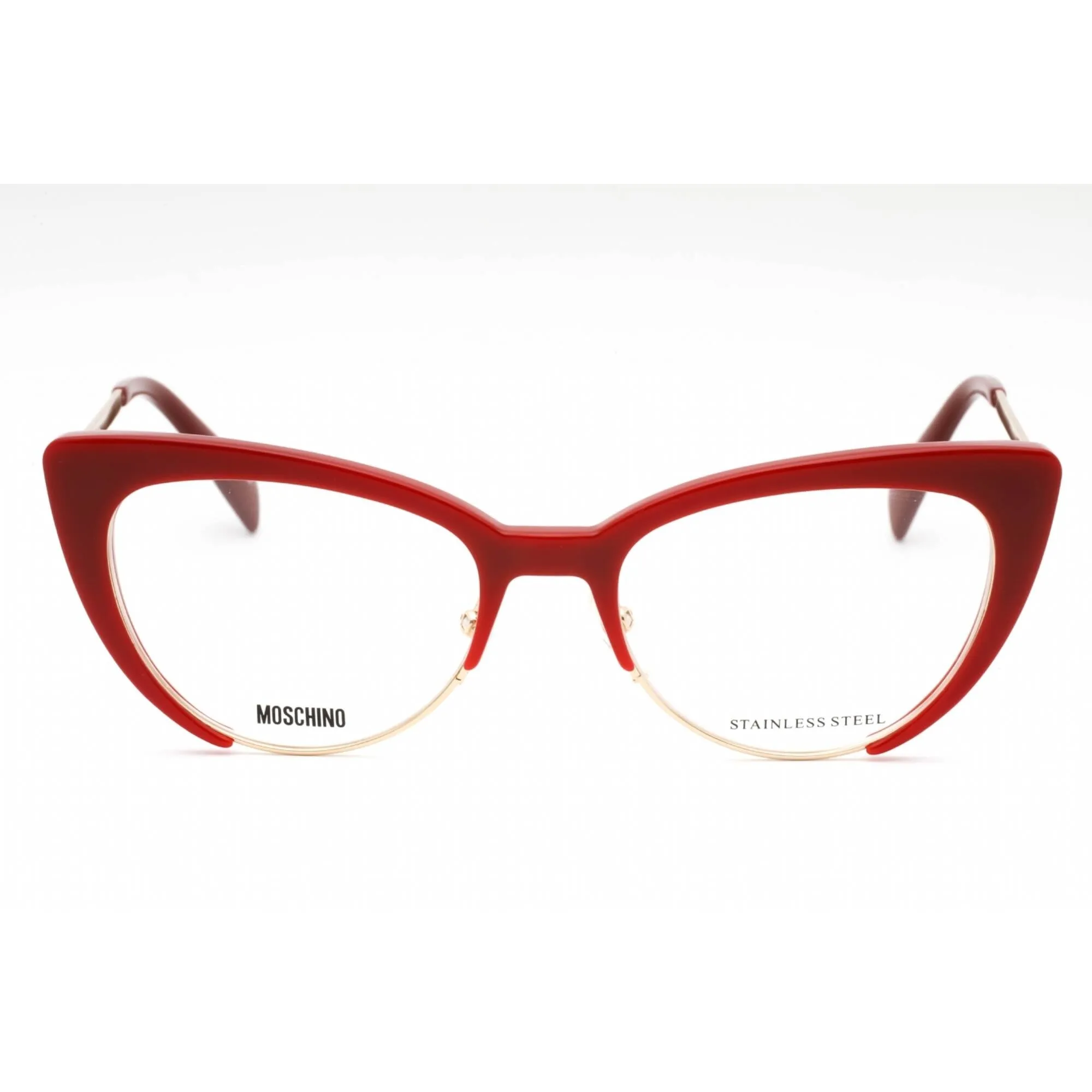 Moschino Women's Eyeglasses - Red Metal Cat Eye Frame Clear Demo Lens | MOS521 0C9A 00
