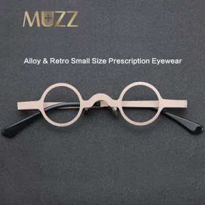 Muzz Men's Full Rim Small Round Titanium Alloy Eyeglasses V5