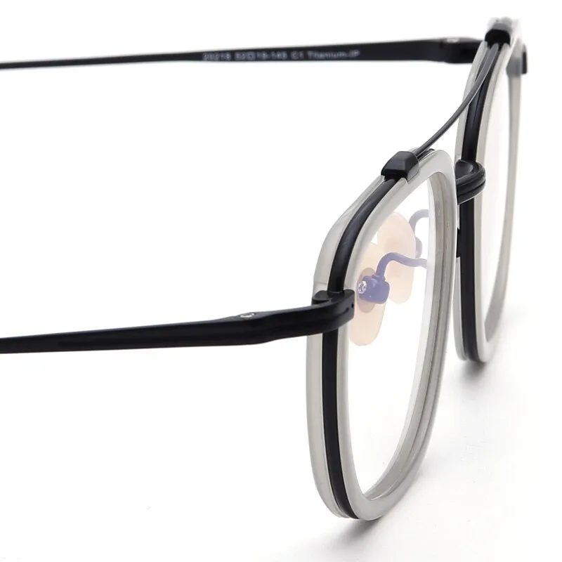 Muzz Men's Full Rim Square Polygonal Acetate Titanium Frame Eyeglasses M05209
