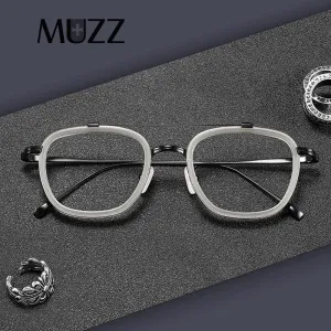 Muzz Men's Full Rim Square Polygonal Acetate Titanium Frame Eyeglasses M05209