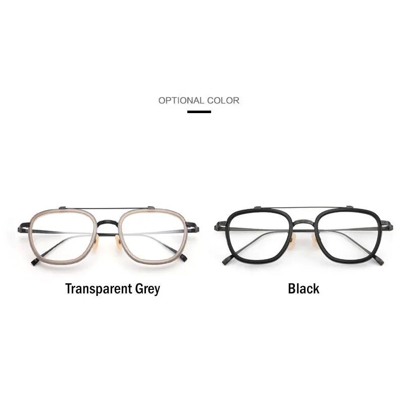 Muzz Men's Full Rim Square Polygonal Acetate Titanium Frame Eyeglasses M05209