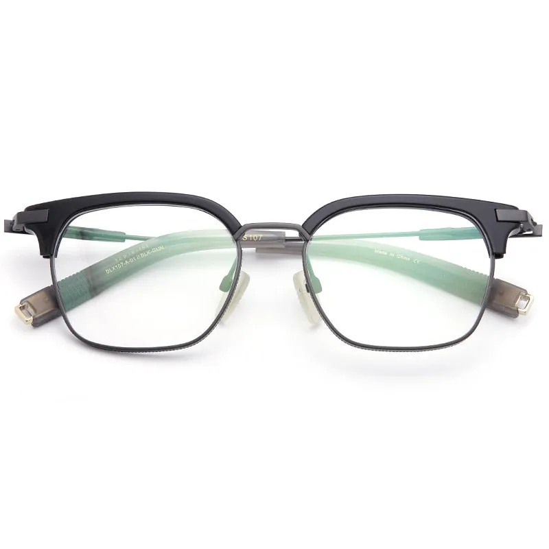 Muzz Men's Full Rim Square Titanium Acetate Frame Eyeglasses 107