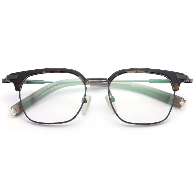 Muzz Men's Full Rim Square Titanium Acetate Frame Eyeglasses 107