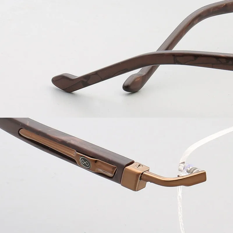 Muzz Men's Rimless Square Acetate Titanium Eyeglasses 108