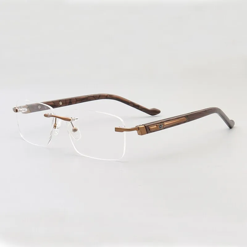 Muzz Men's Rimless Square Acetate Titanium Eyeglasses 108