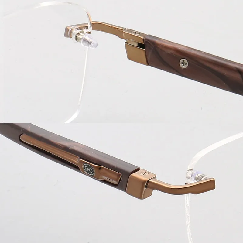 Muzz Men's Rimless Square Acetate Titanium Eyeglasses 108