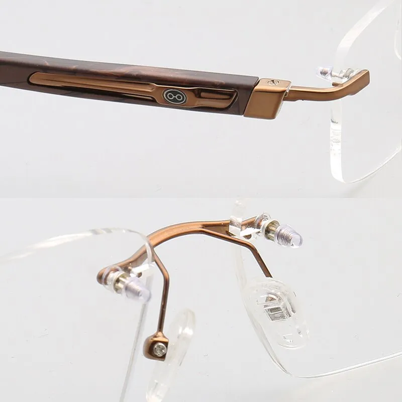 Muzz Men's Rimless Square Acetate Titanium Eyeglasses 108