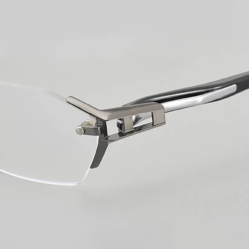 Muzz Men's Rimless Square Titanium Acetate Eyeglasses 1141w