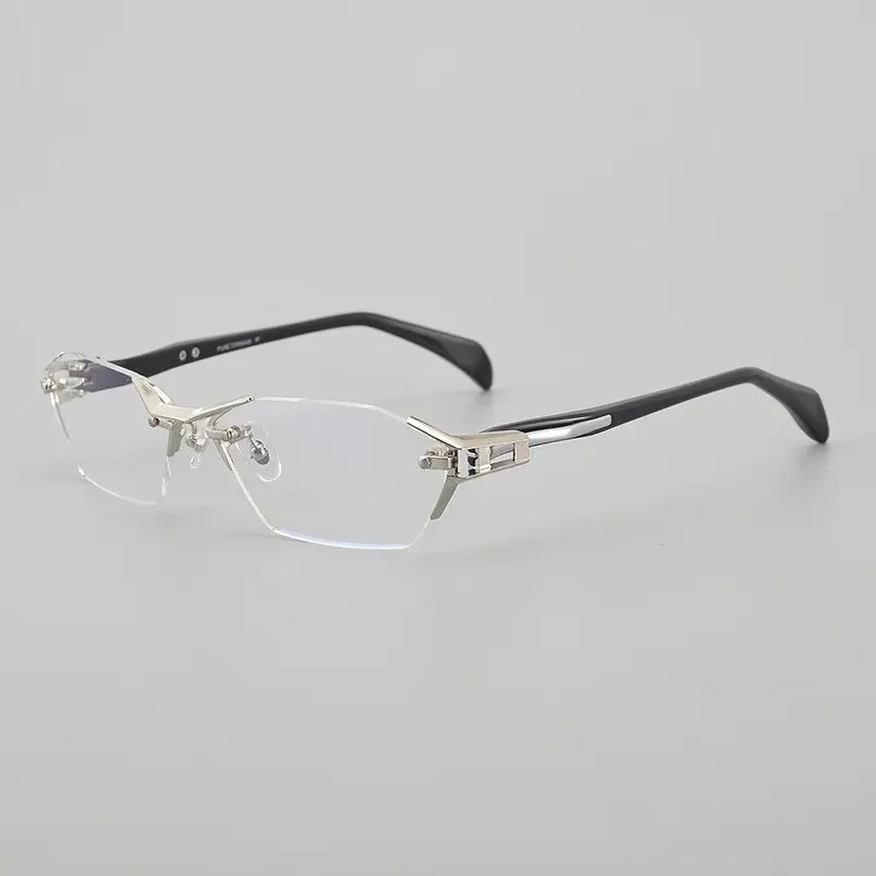 Muzz Men's Rimless Square Titanium Acetate Eyeglasses 1141w