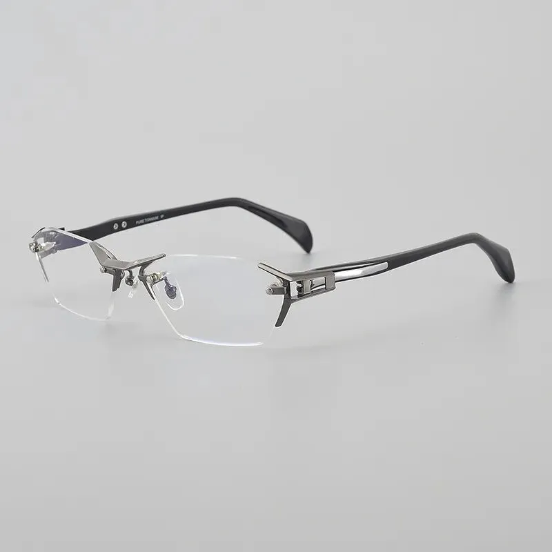 Muzz Men's Rimless Square Titanium Acetate Eyeglasses 1141w