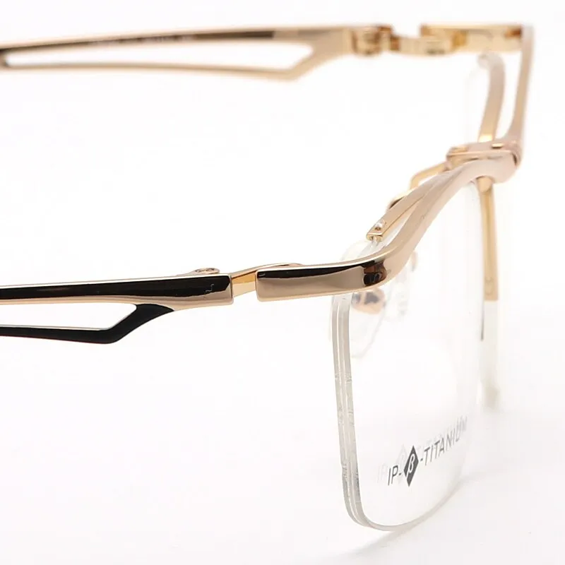 Muzz Men's Semi Rim Square Titanium Frame Eyeglasses T18044