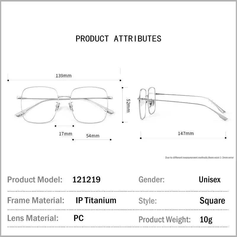 Muzz Unisex Full Rim Oversized Square Titanium Eyeglasses 121219
