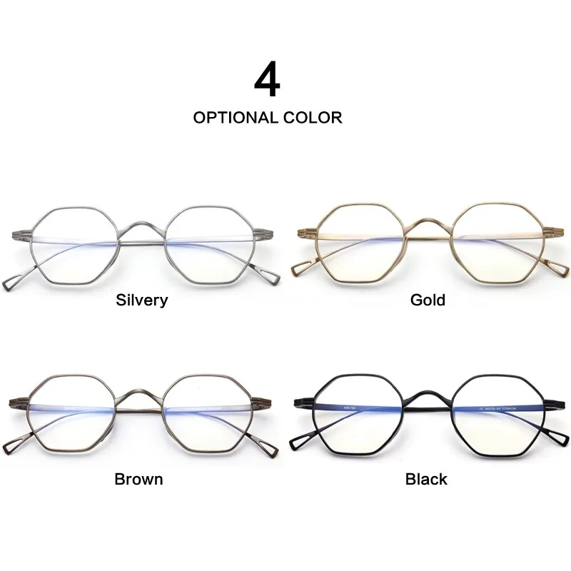 Muzz Unisex Full Rim Polygon Round Titanium Frame Eyeglasses 152