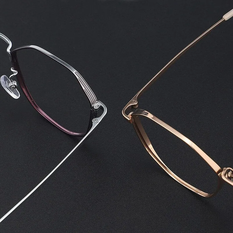 Muzz Unisex Full Rim Round Polygonal Titanium Frame Eyeglasses 32
